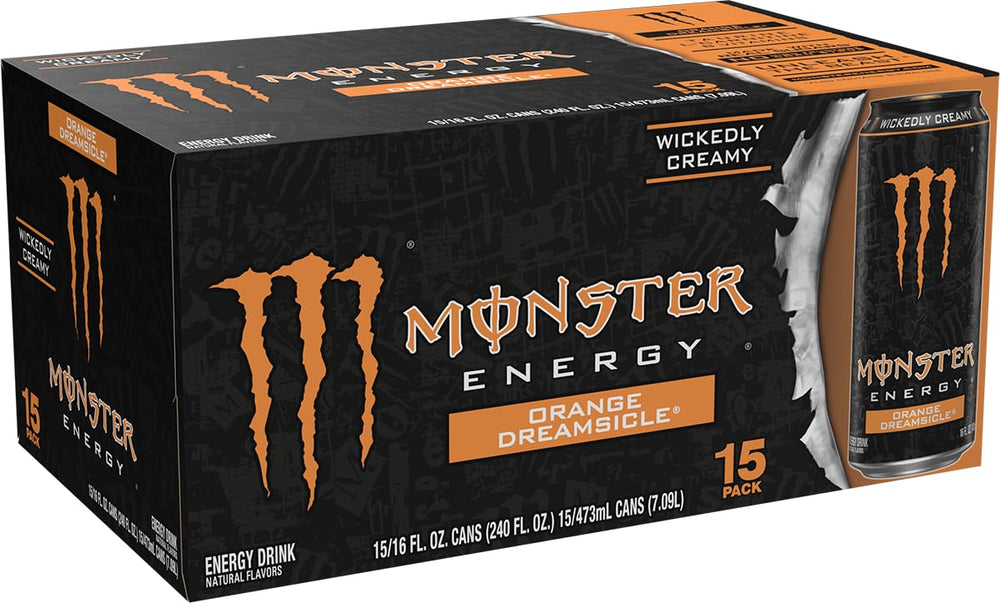 Monster Orange Dreamsicle 15-pack front view for on-the-go energy.