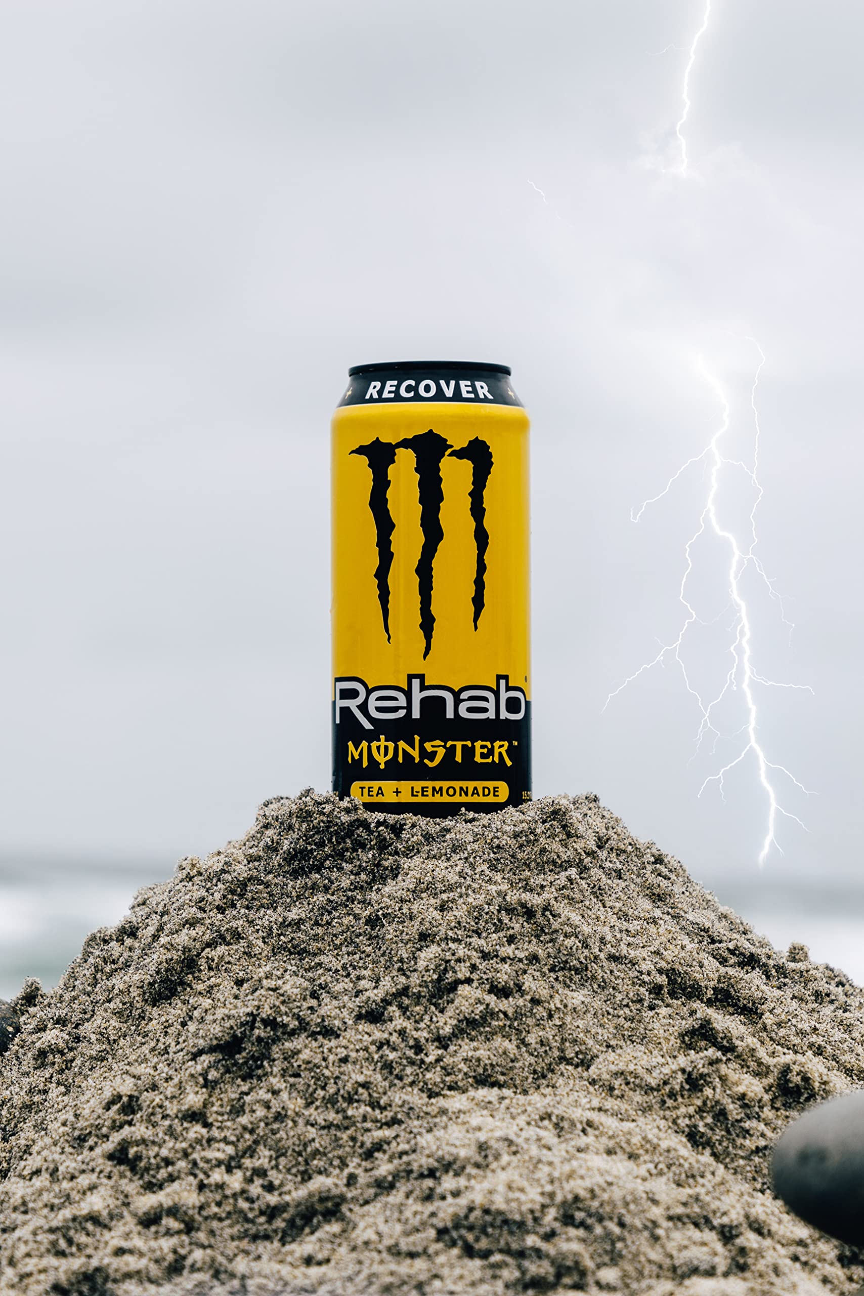 15-pack display of Monster Rehab Tea Lemonade.
