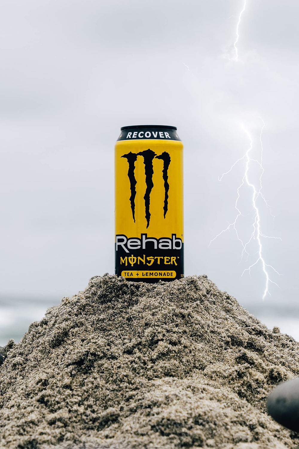 15-pack display of Monster Rehab Tea Lemonade.