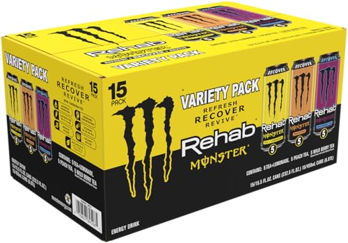 Monster Rehab Wild Berry Tea can in the image, vibrant flavor supports hydration and focus.