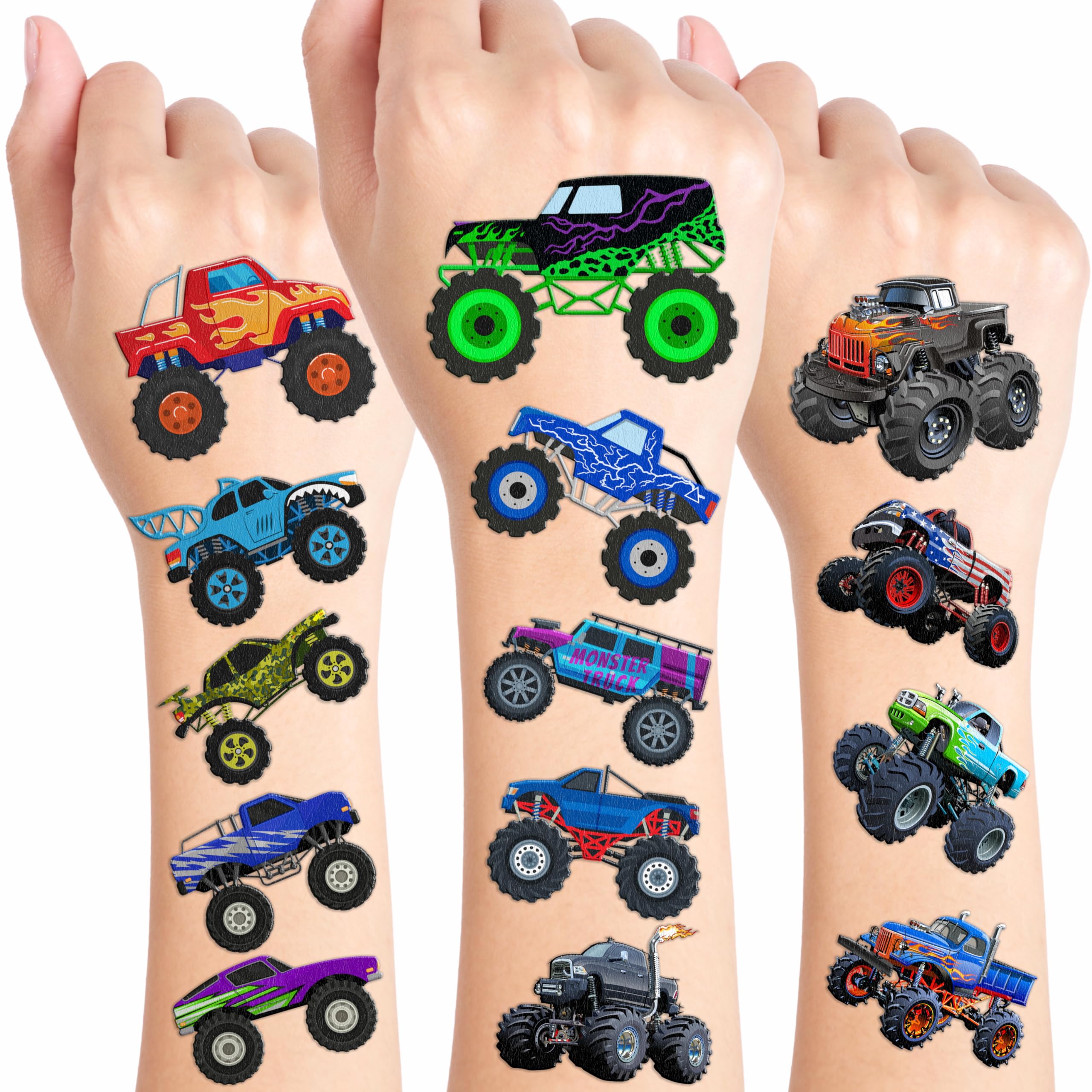 Monster Truck pre-cut tattoo sheet 1 for party favors and playtime