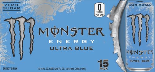 Pouring Monster Ultra Blue over ice creates a crisp blue raspberry lift for a quick pick-me-up.