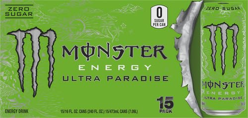 Close-up of the Monster Ultra Paradise label showing sugar-free energy blend.