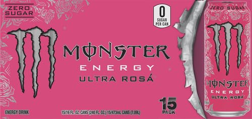 Monster Ultra Rosa label closeup shows crisp flavor and floral finish.
