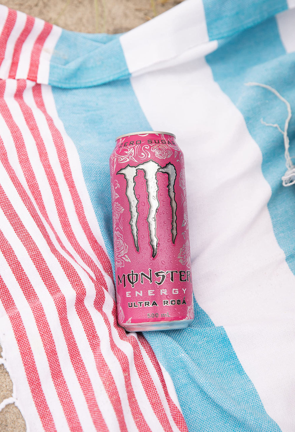 Monster Ultra Rosa pour action captures vibrant color and energizing aroma.