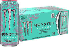 Monster Ultra Vice Guava can front view highlighting zero sugar option
