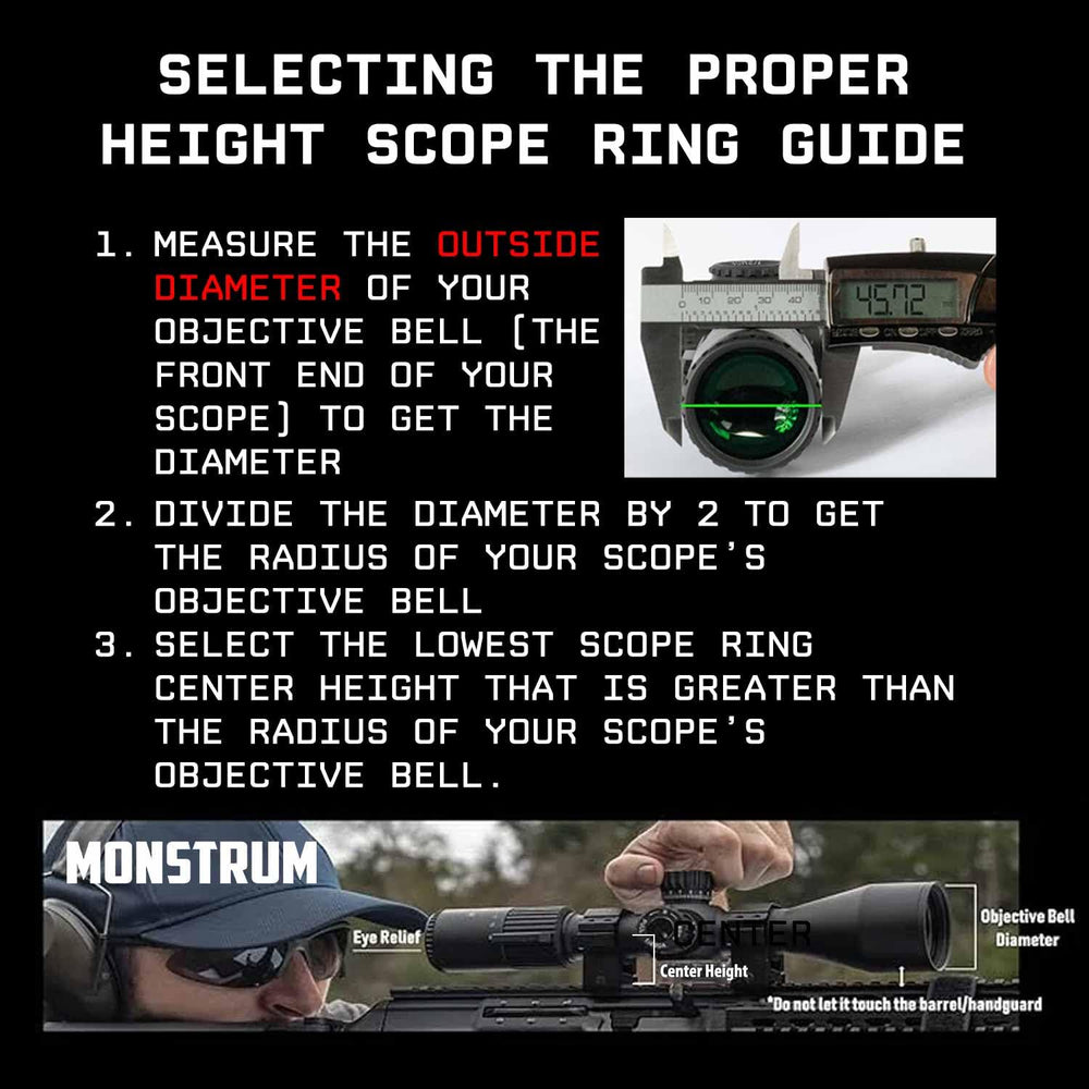 Monstrum scope rings, 1.00 inch height, precise alignment on Picatinny rails