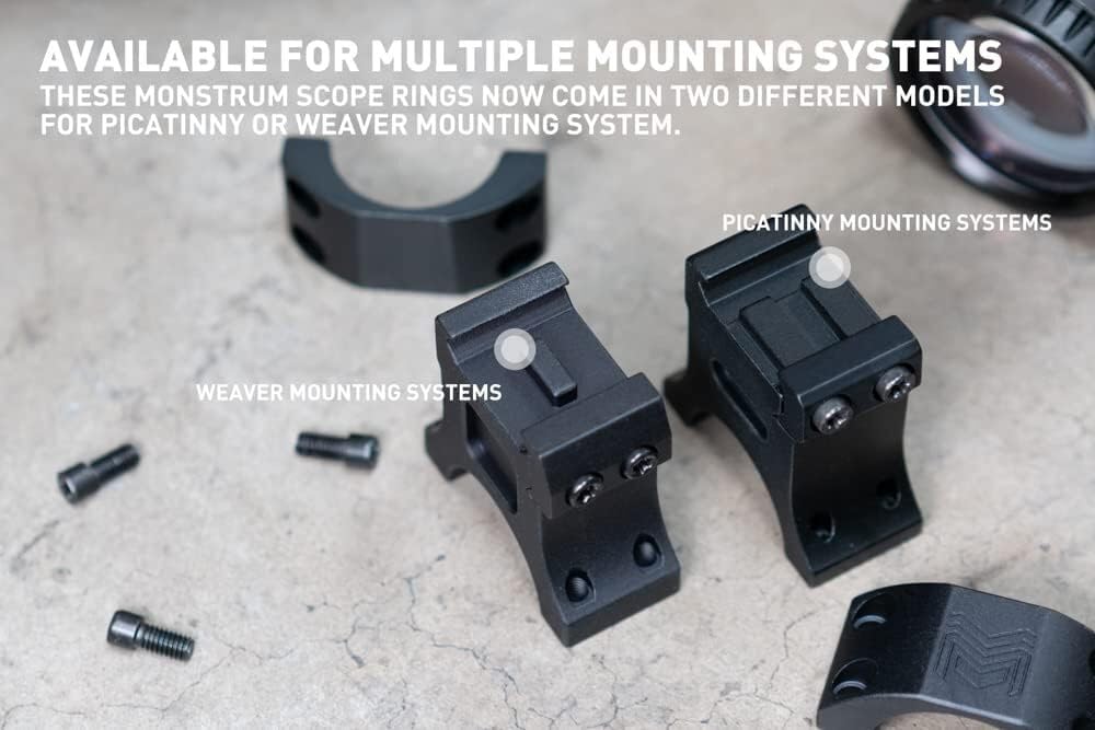 Monstrum scope rings, 1.20 inch height, supports varied shooting setups