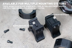 Monstrum scope rings, 1.20 inch height, supports varied shooting setups