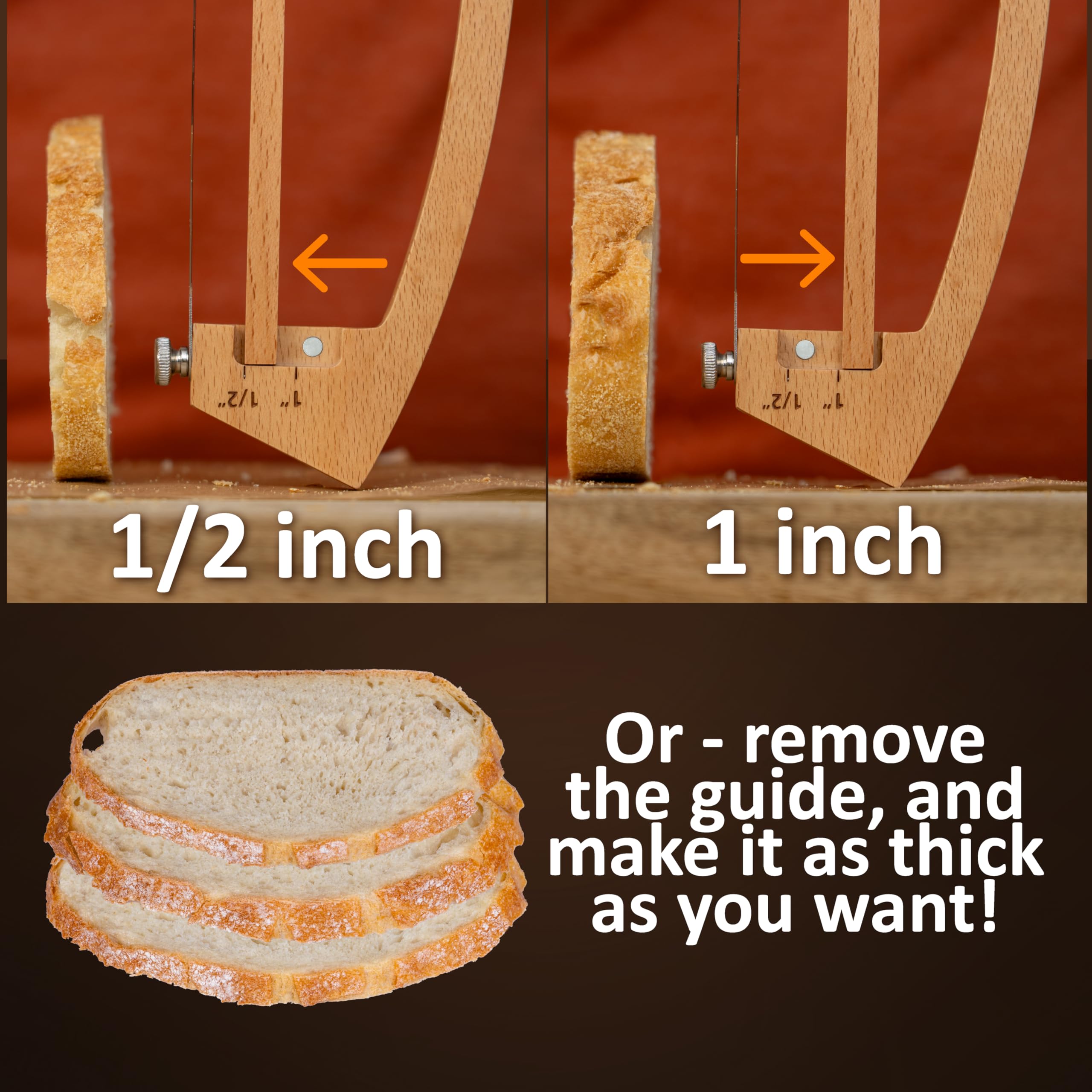 MonteHerra bow-design blade for smooth, crust-cutting performance.