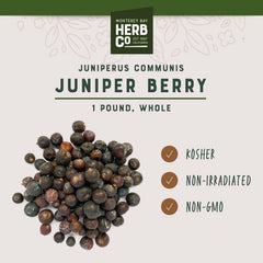 MONTEREY BAY HERB CO Organic Juniper Berries – dried berries in a glass jar for infusions.