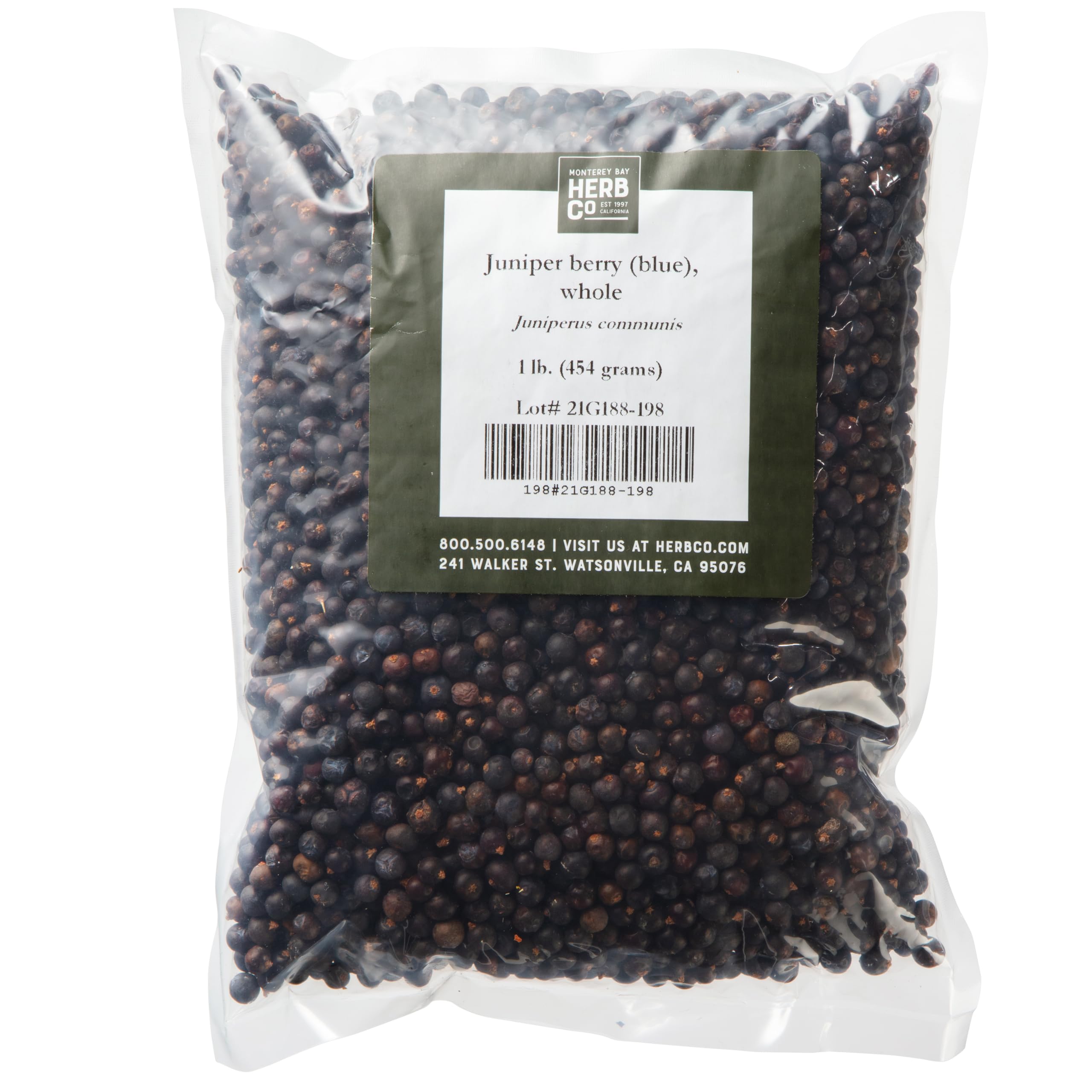 MONTEREY BAY HERB CO Organic Juniper Berries – whole berries in bag, ideal for flavoring sauces.