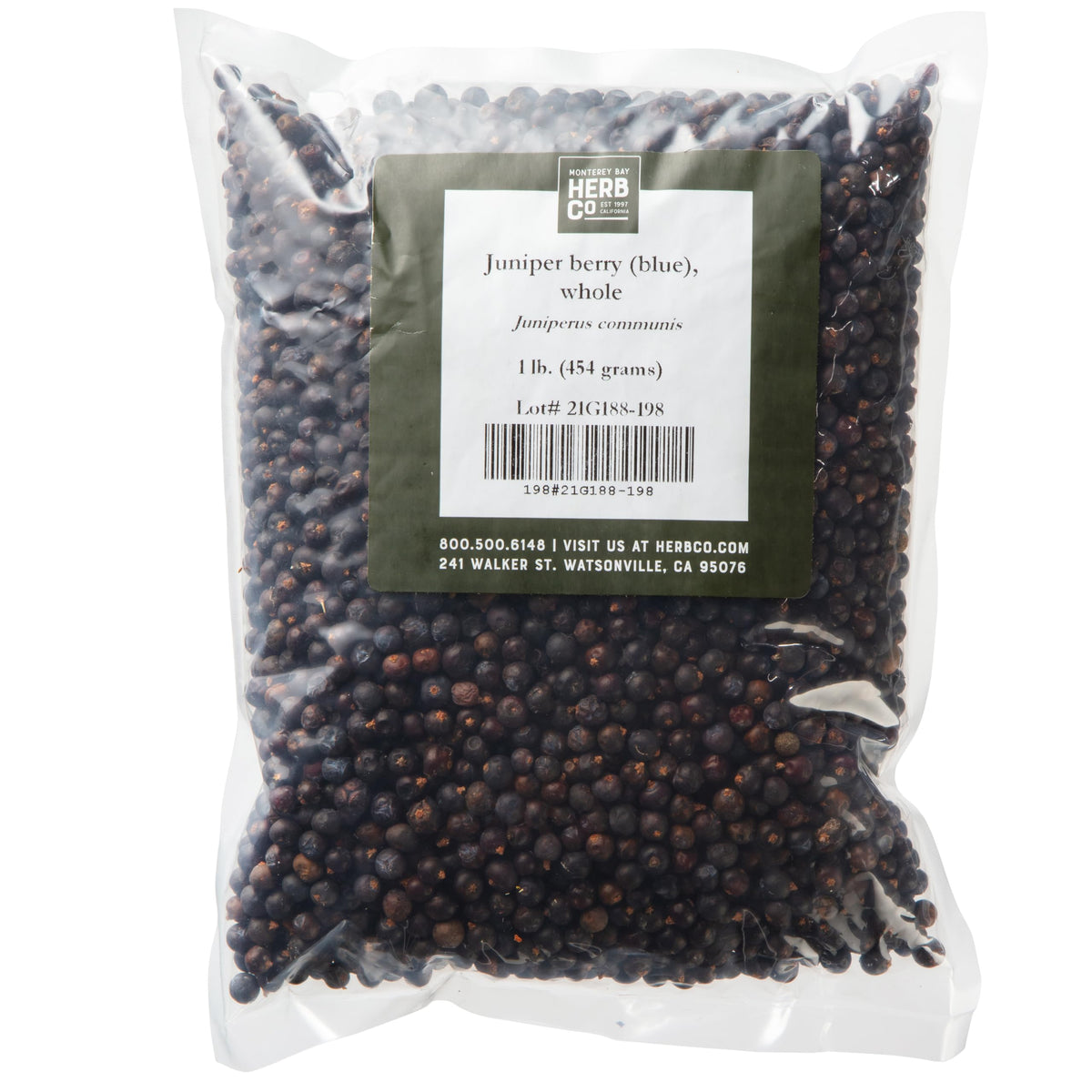 MONTEREY BAY HERB CO Organic Juniper Berries – whole berries in bag, ideal for flavoring sauces.