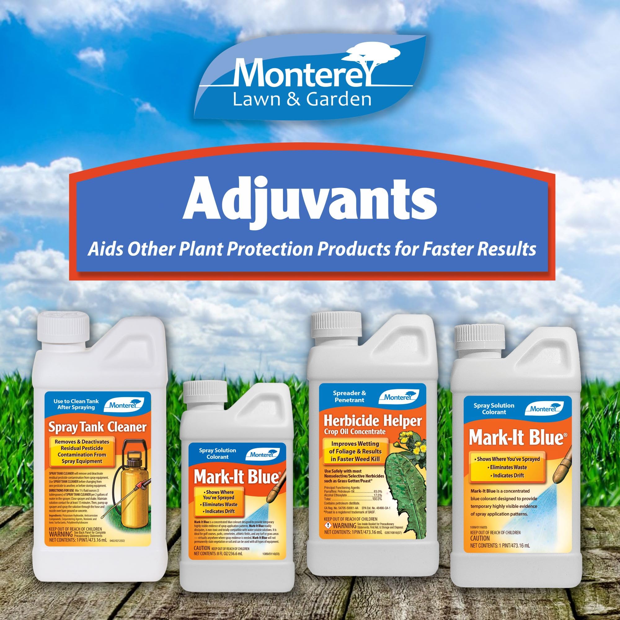 Monterey Mark-It Blue application on lawn shows visible spray zones
