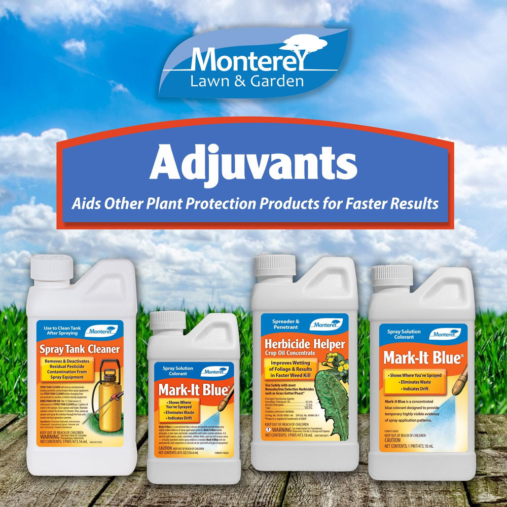 Monterey Mark-It Blue application on lawn shows visible spray zones