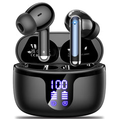 Monyhigh S48 earbuds with compact charging case for easy transport and storage.