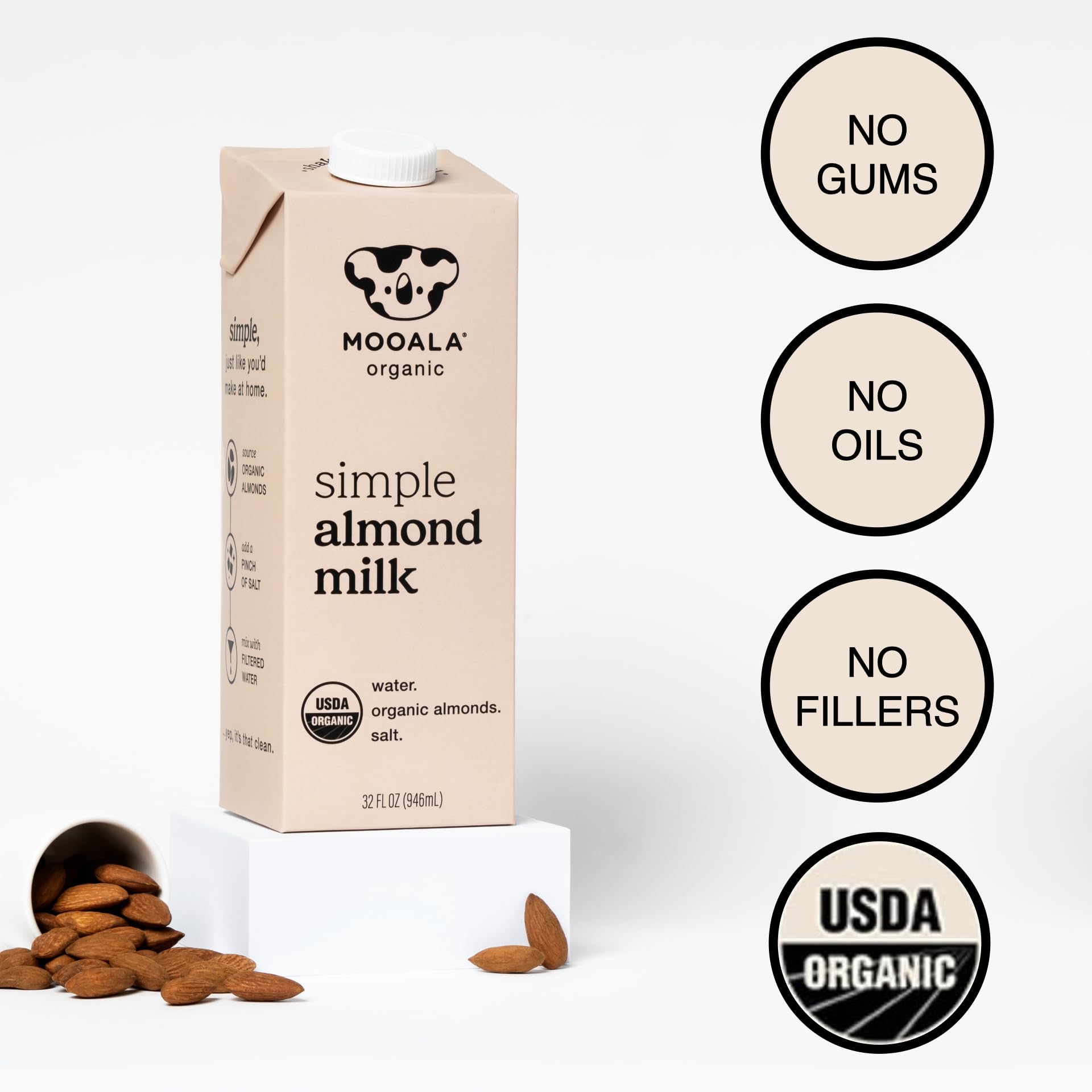 Mooala Organic almonds on a farm, highlighting sustainable sourcing.