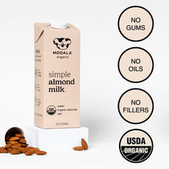 Mooala Organic almonds on a farm, highlighting sustainable sourcing.