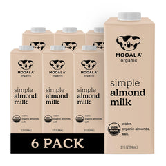 Mooala Simple Almond Milk bottle showing a clean, 3-ingredient dairy-free option.