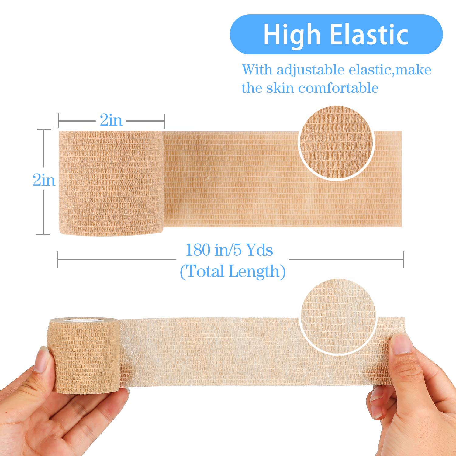 Mooerca self-adhesive bandage close-up shows breathable material for comfortable wear.