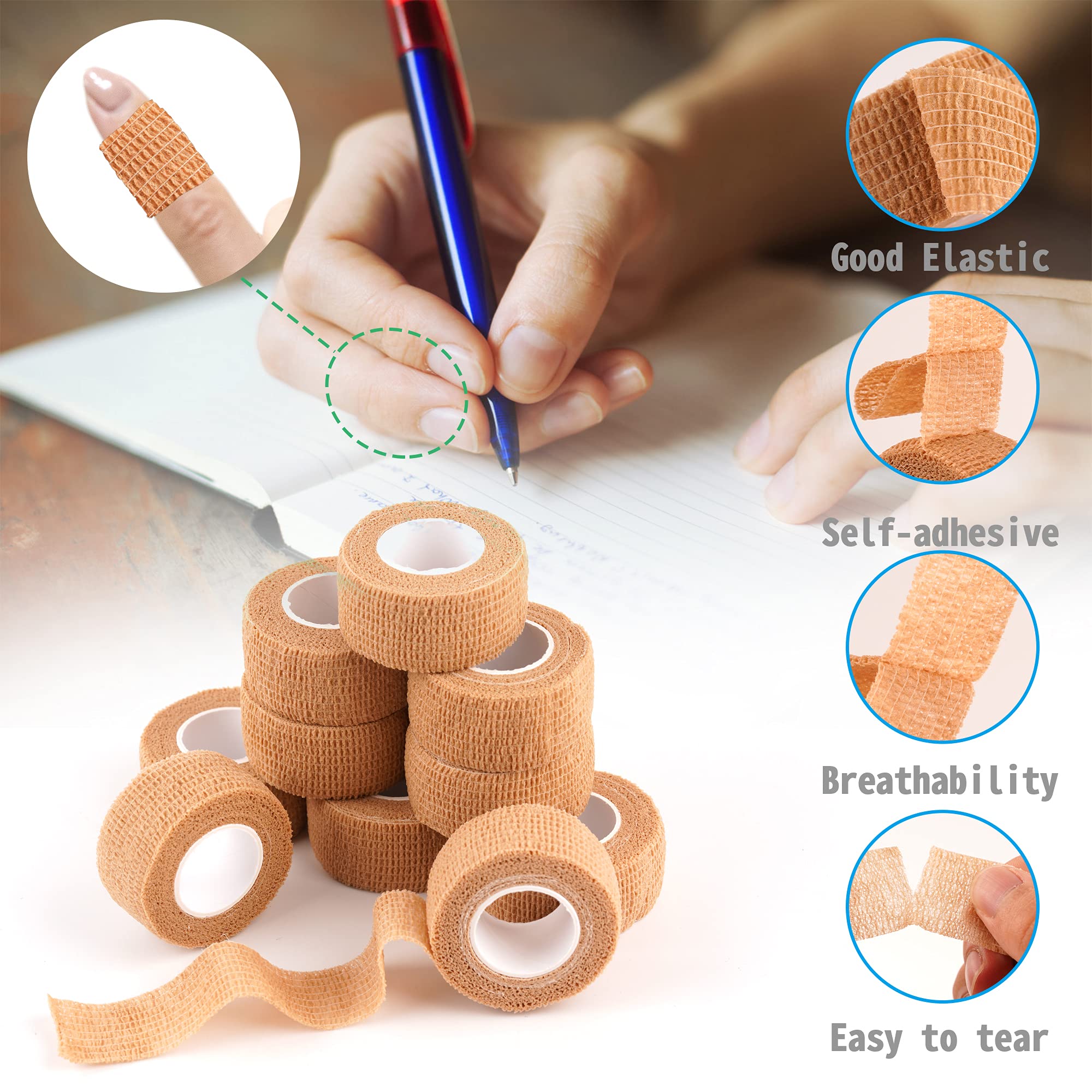 Mooerca wrap on a finger showing flexible adhesion.