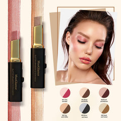 MooGlamor glitter eye shadow stick in plum-gold gradient adds rich dimension.