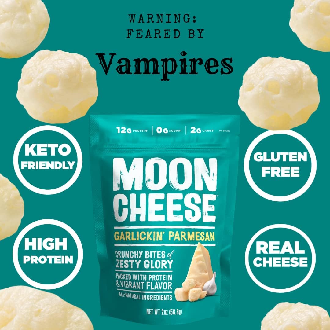 Moon Cheese keto-friendly snack bites, low-carb protein boost.
