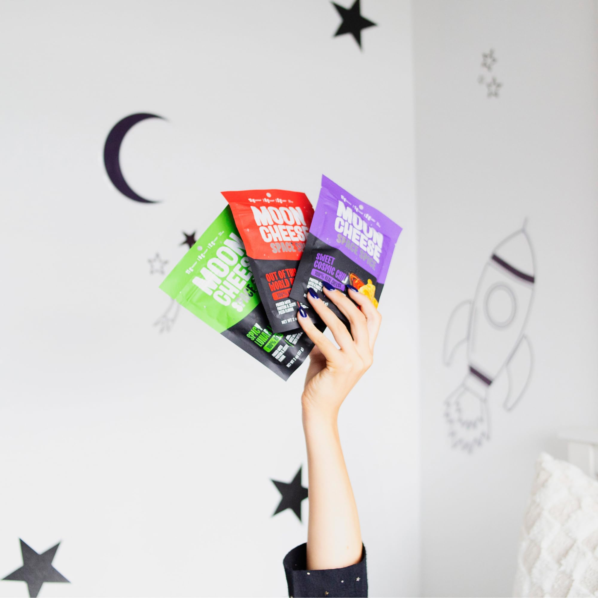 Moon Cheese Space Spice crispy bites ready for snack time