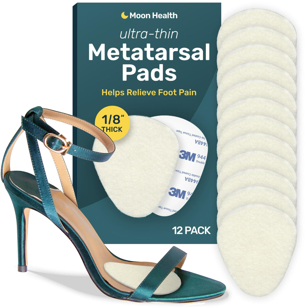 Moon Health Ultra Thin Metatarsal Pad closeup showing discreet cushioning for long hours on feet