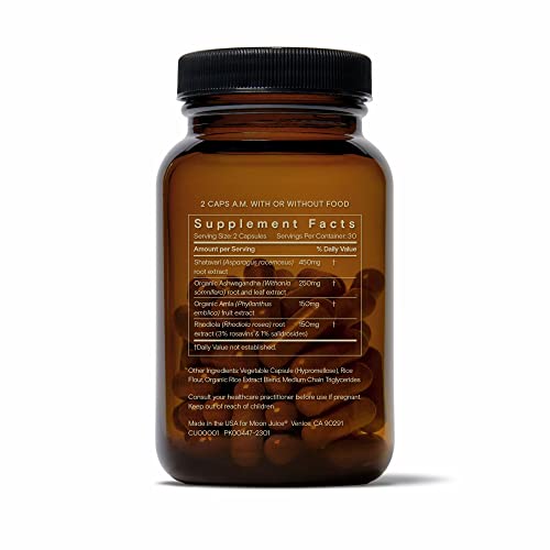Moon Juice SuperYou bottle and capsules signaling cortisol management potential.