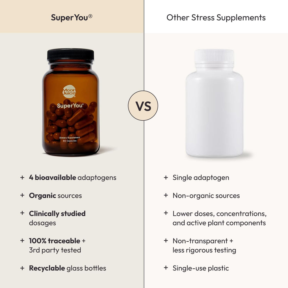Moon Juice SuperYou shatavari harvest visuals suggesting mood balance.