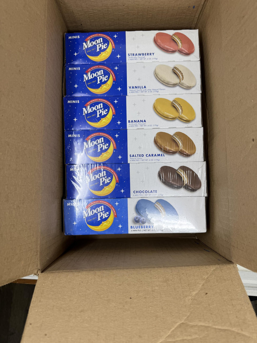 Moon Pie Minis Variety Pack image; six flavors in one 36-pack.