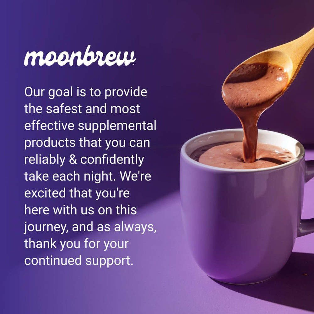 MoonBrew bedtime ritual beverage ready in seconds, hot or iced.