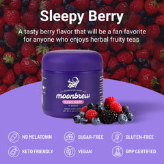 MoonBrew ingredients bowl shows vegan, keto-friendly blend for mindful evenings.