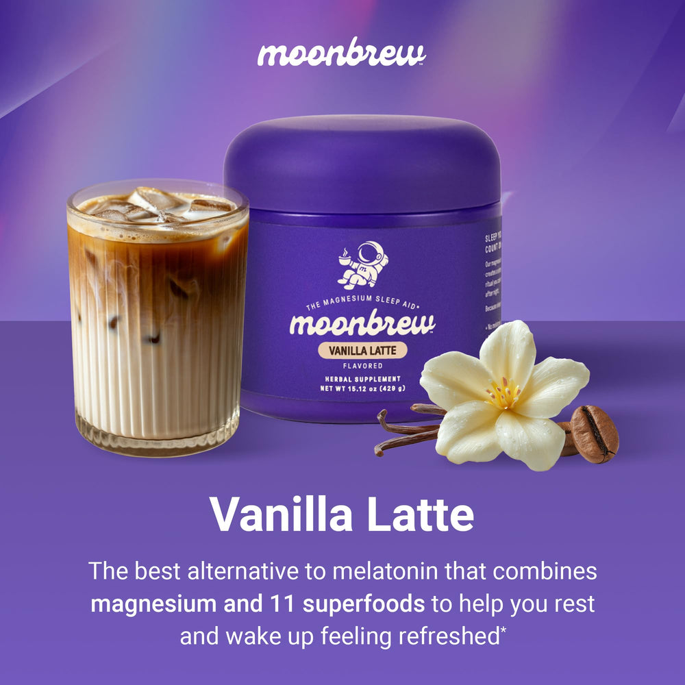 MoonBrew magnesium glycinate-taurate powder pouch highlights high bioavailability minerals for bedtime routines