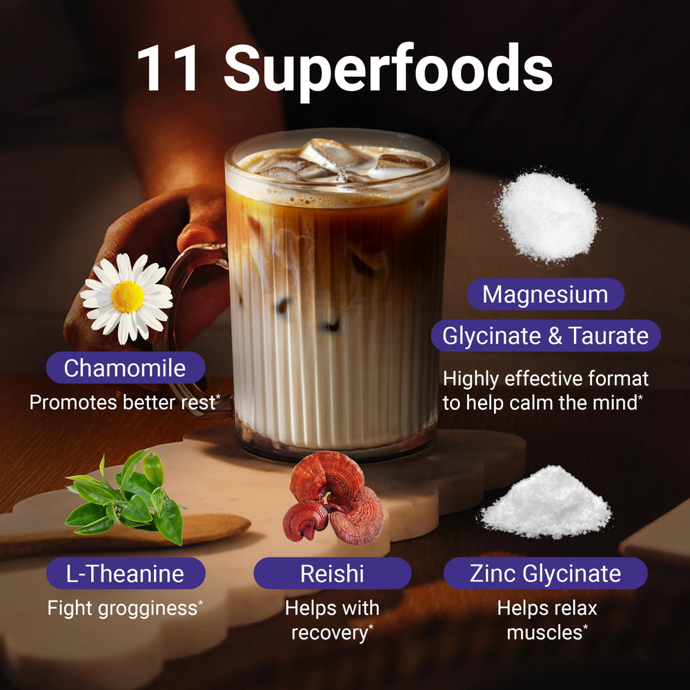 MoonBrew milk-stir scene demonstrates hot or iced serving for flexible wind-down