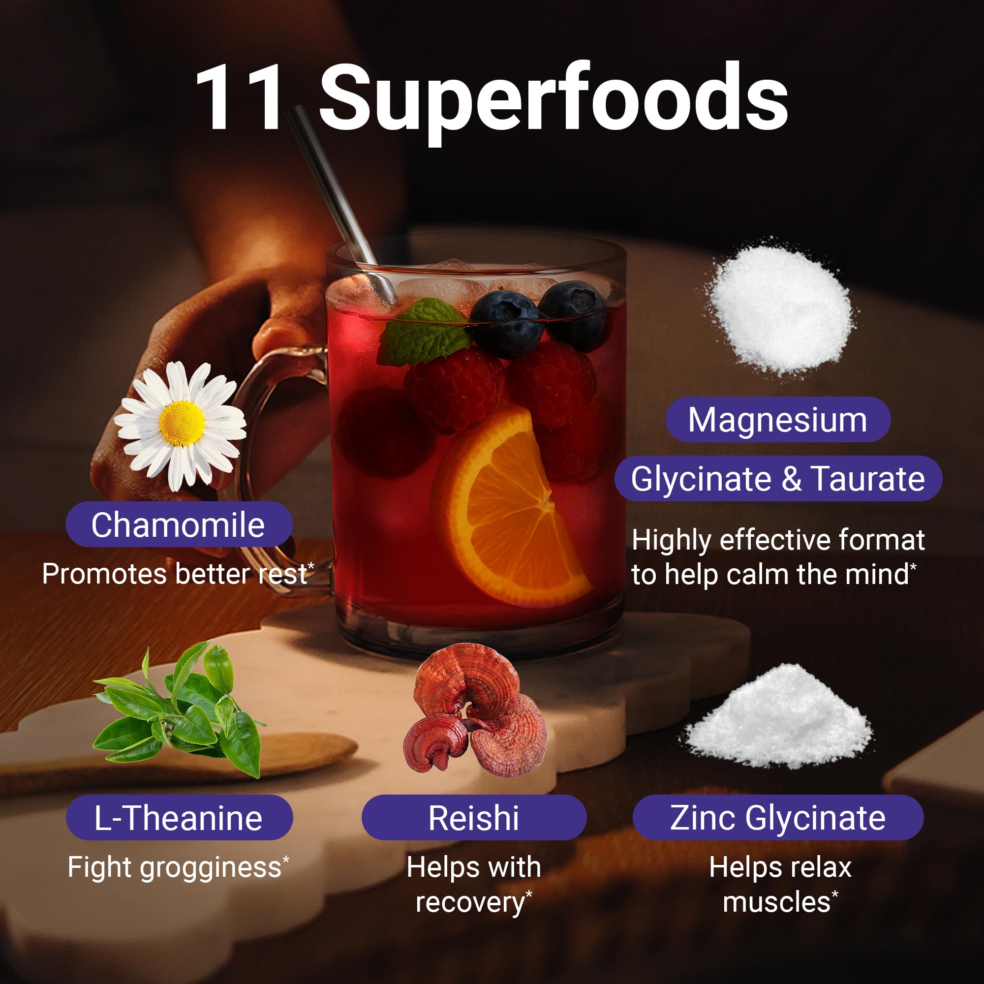 MoonBrew powder dissolving in hot water creates a cozy bedtime ritual.