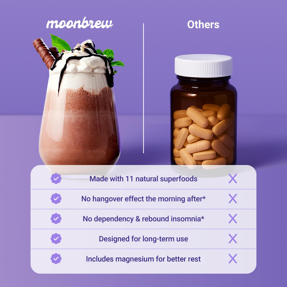 MoonBrew ready-in-seconds prep in a cup for bedtime.