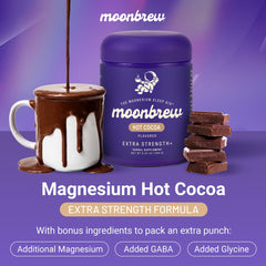 Steaming MoonBrew cocoa in a cozy mug for a calm evening