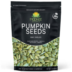 Moonee Naturals pumpkin seeds in a 1 lb bag, ready to snack