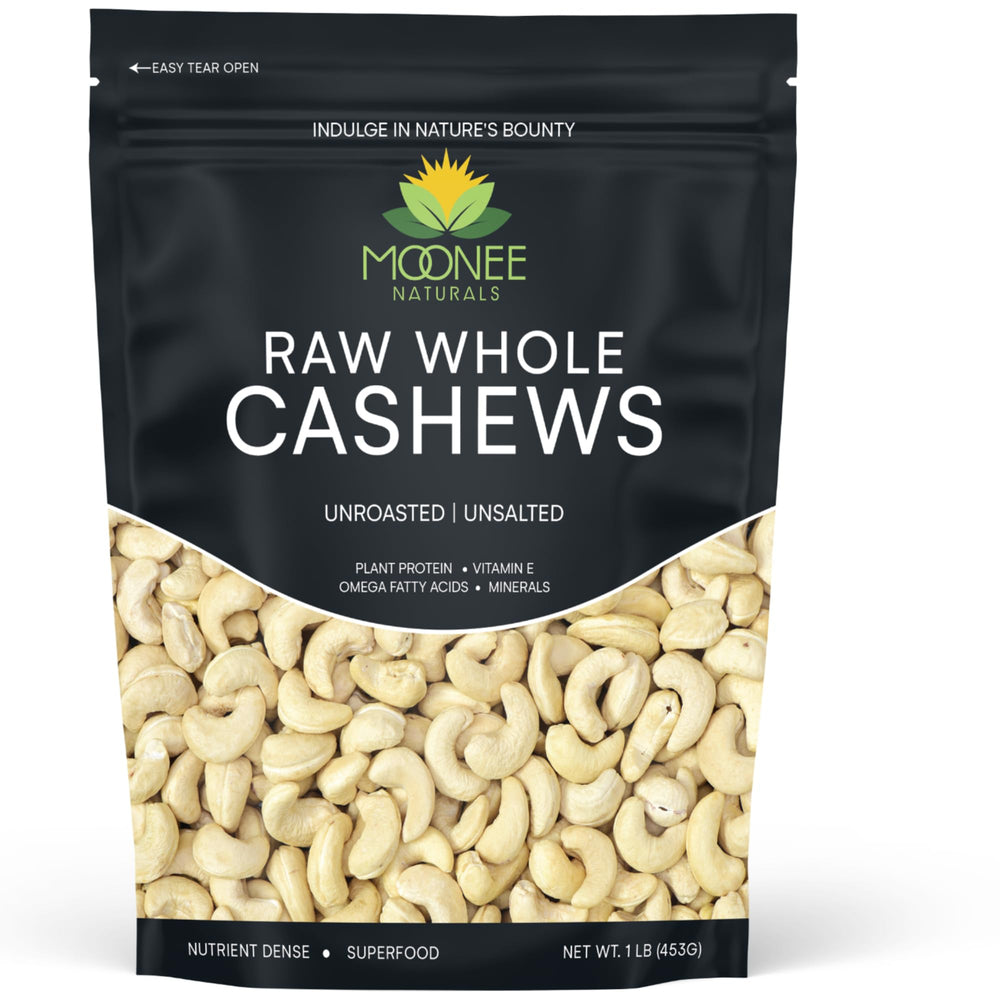 Moonee Naturals raw cashews whole ideal for quick snacking and recipes.