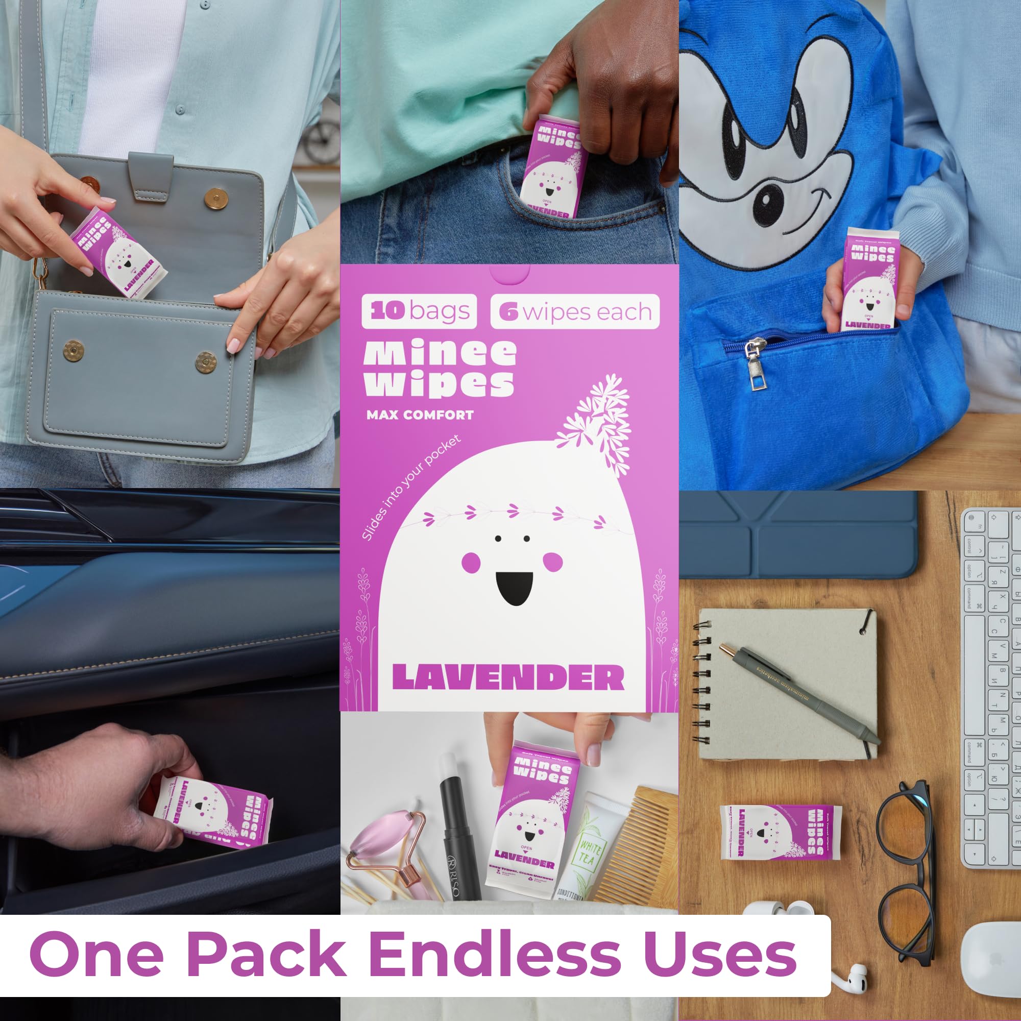 MOONIES alcohol-free lavender wipes suitable for sensitive skin.