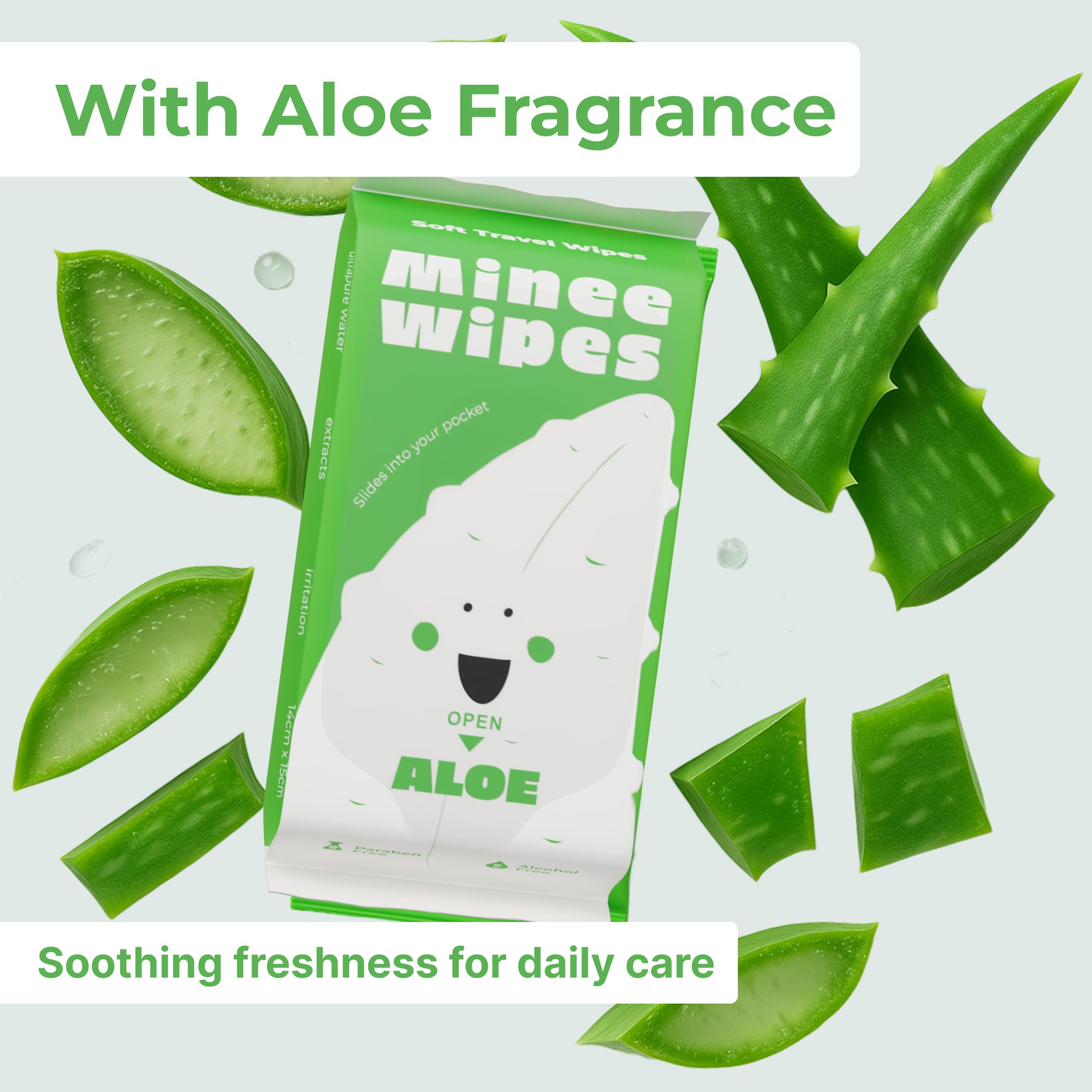 MOONIES Aloe fragrance travel wipes refreshing on flights.