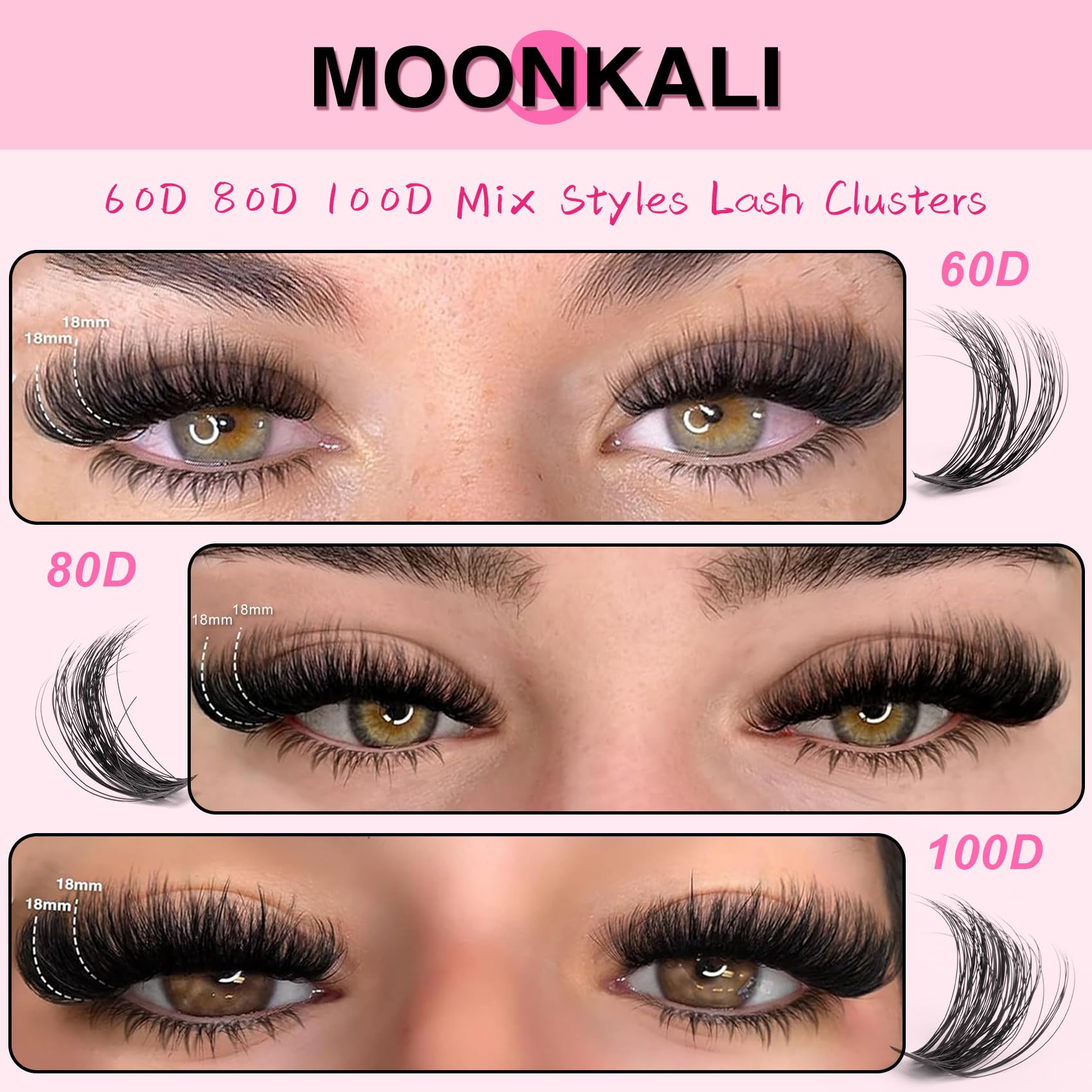 MOONKALI D-curly lash clusters deliver dramatic curl with lightweight feel