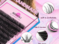 MOONKALI D-curly lash clusters offer a dense, dramatic look.