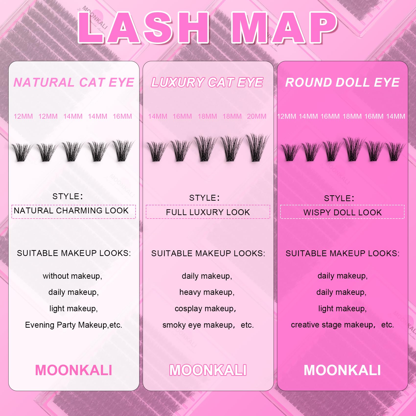 MOONKALI easy-to-apply DIY lashes for home styling.
