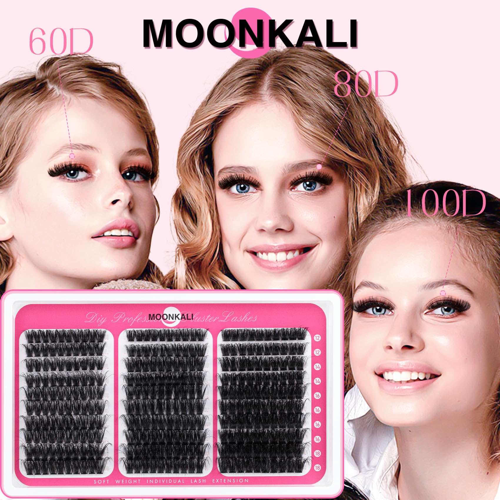 Easy at-home application with reusable MOONKALI lash clusters