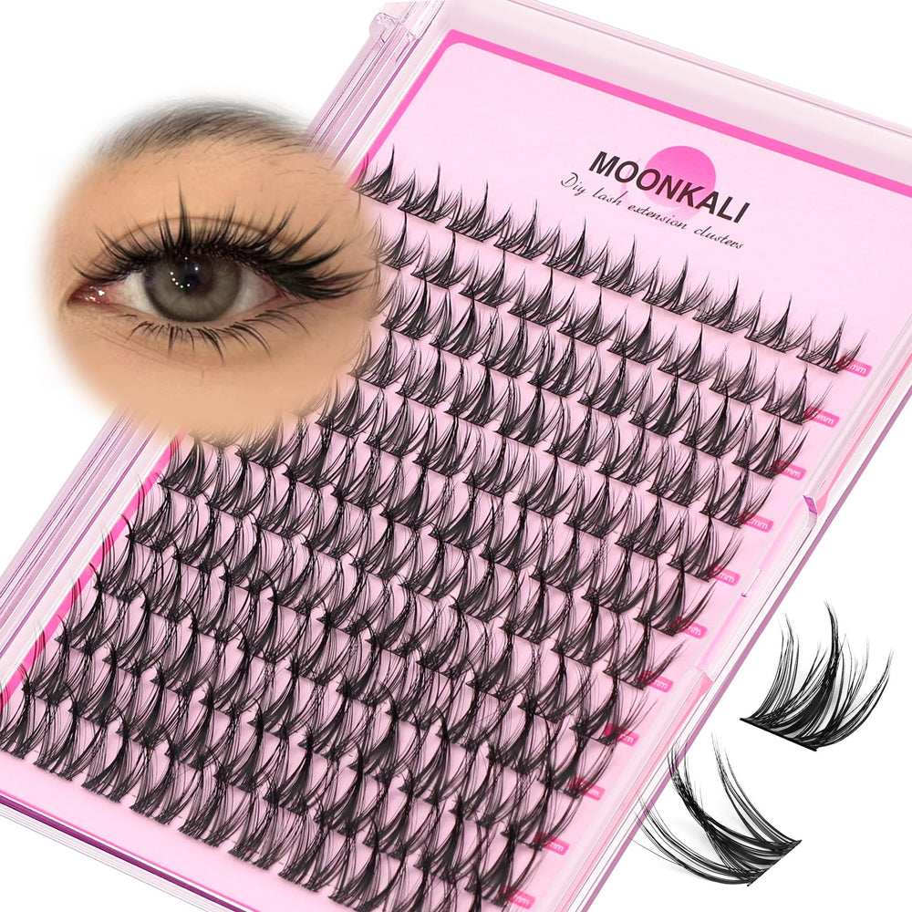 MOONKALI lash clusters 10-16mm CC curl for versatile eye definition.