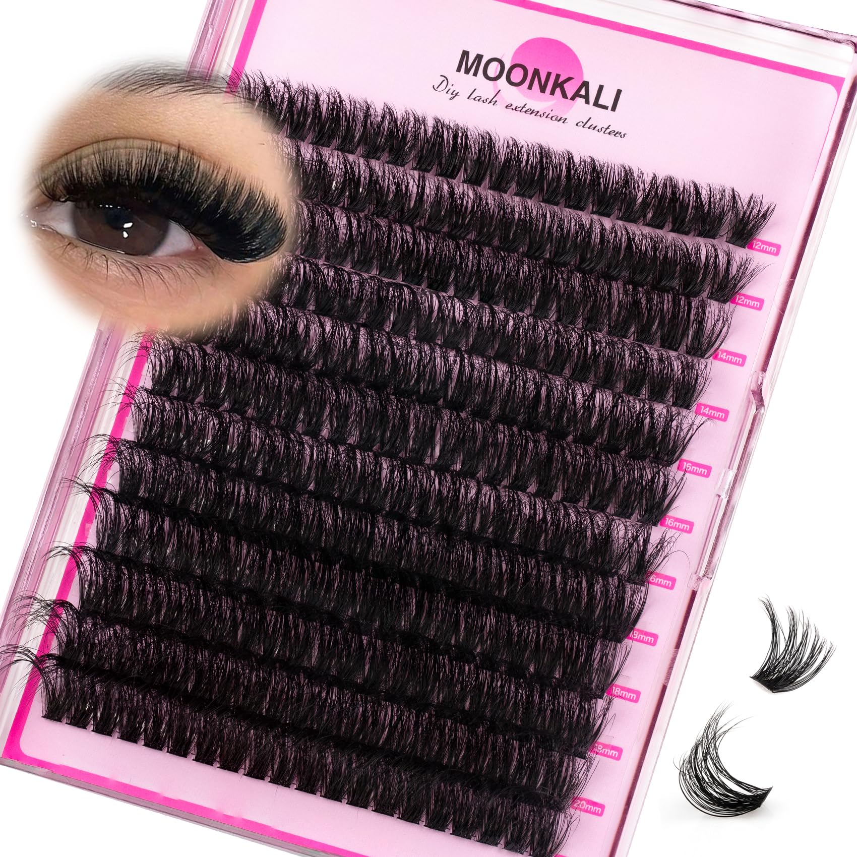 MOONKALI lash clusters 80D wispy 12-20mm create natural volume.