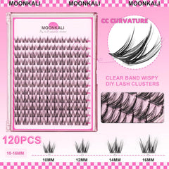 MOONKALI wispy lash clusters, soft mink-like fibers, lightweight comfort.